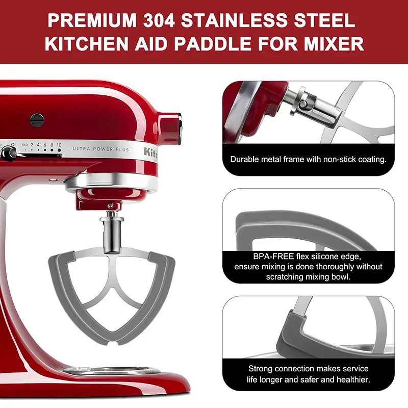 Stainless Steel Flex Edge Beater for Kitchenaid Beater attachment for 4.5qt-5qt Tilt-Head Stand Mixer Kitchenaid Accessories