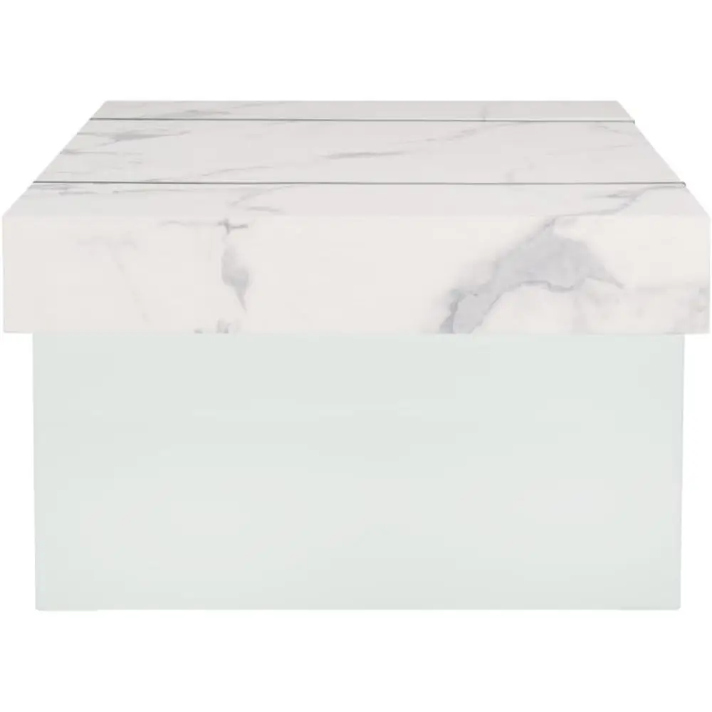 مجموعة طاولة قهوة مستطيلة بأرجل زجاجية بيضاء/شفافة من مجموعة جاكوب