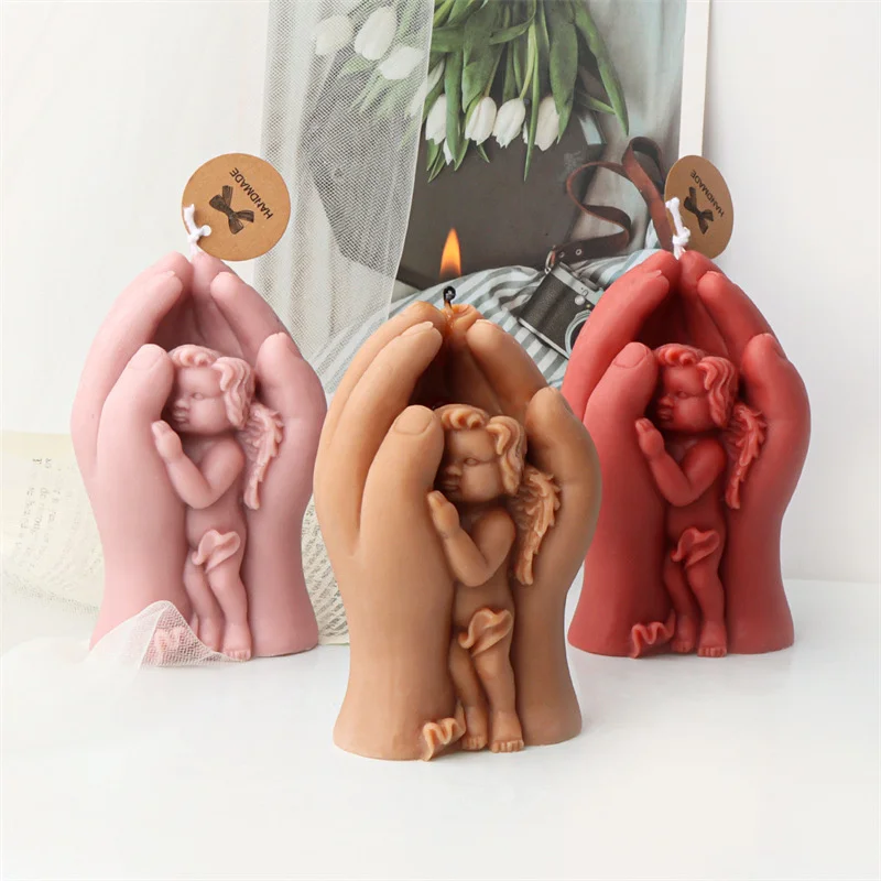 

Hand Care Angel Baby Candle Silicone Mold DIY Palm Baby Plaster Soap Resin Mould Chocolate Ice Making Set for Mother's Day Gifts