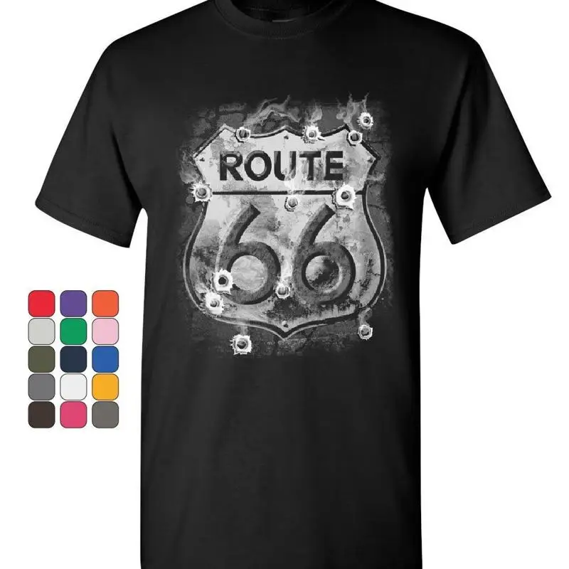 

Футболка Route 66, мужская футболка с пулями The Mother Road, американская шоссе