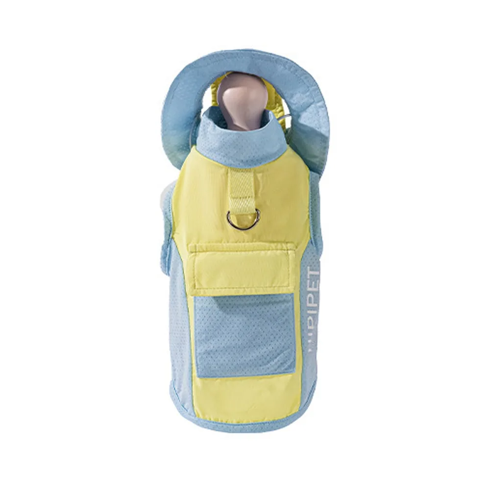 

Spring Summer Pet Sunscreen Vest Comfortable Sleeveless Puppy Mesh T-Shirt with Hat Ice Bag Breathable Pet Sun Wear