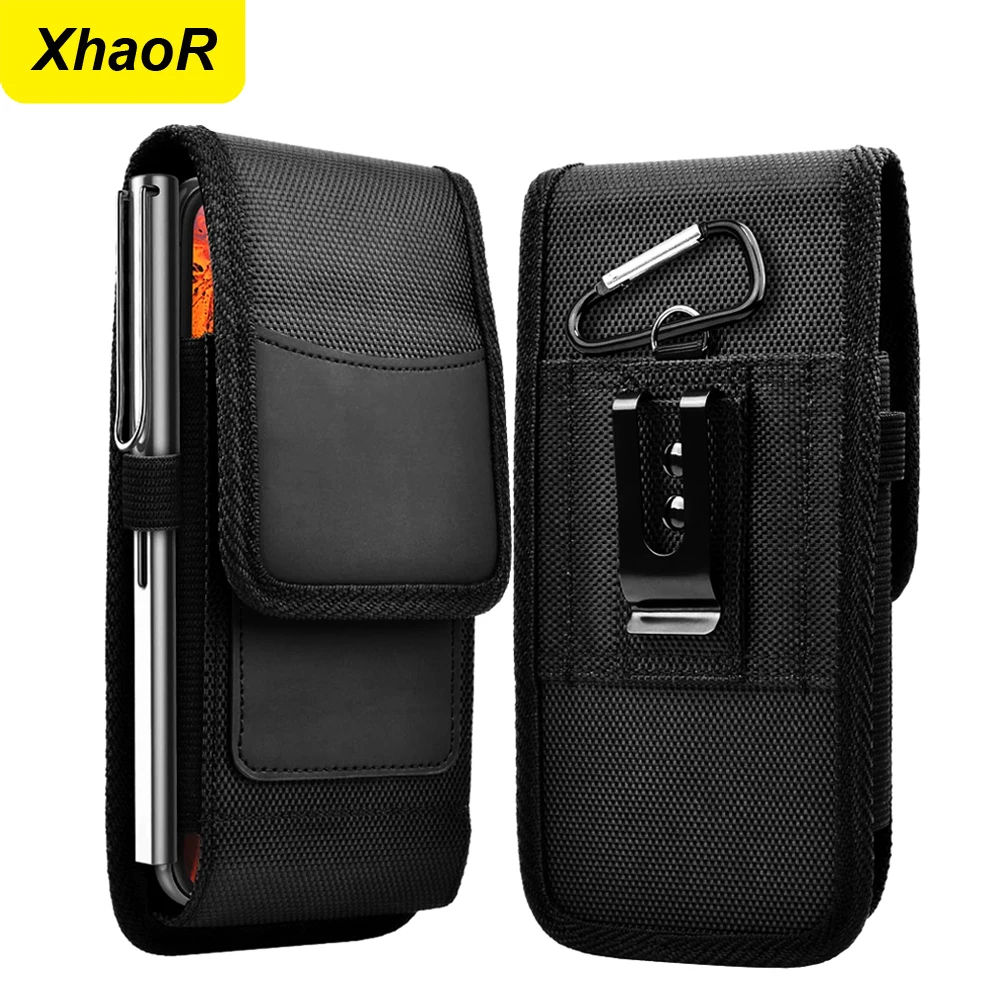 Universal Nylon Mobile Phone Waist Bag Belt Clip Holster Case For iPhone 15 14 13 Pro Max Samsung Xiaomi Pouch Card Holder Cover