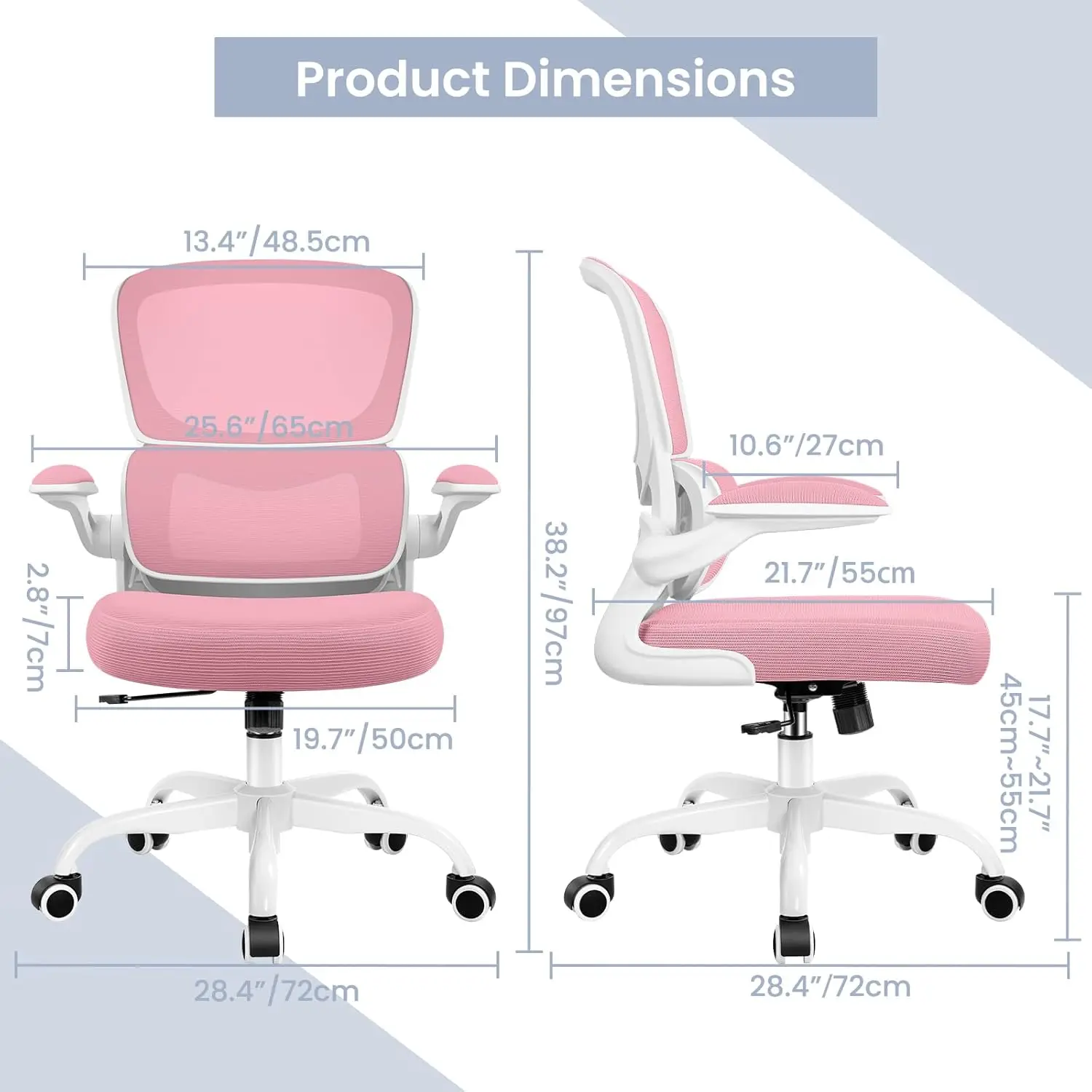 Office Chair, Ergonomic Desk Chair with Lumbar Support and Adjustable Armrests, Comfy Desk Chair