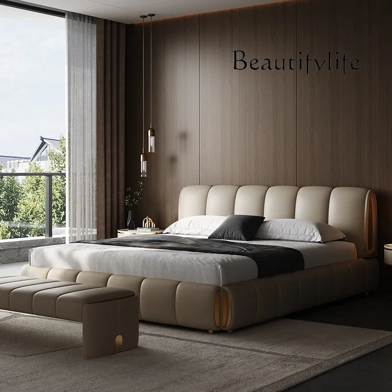 

Легкая минималистичная кожаная кровать SM: эстетика, романтика, современность, креативность, постмодерн.