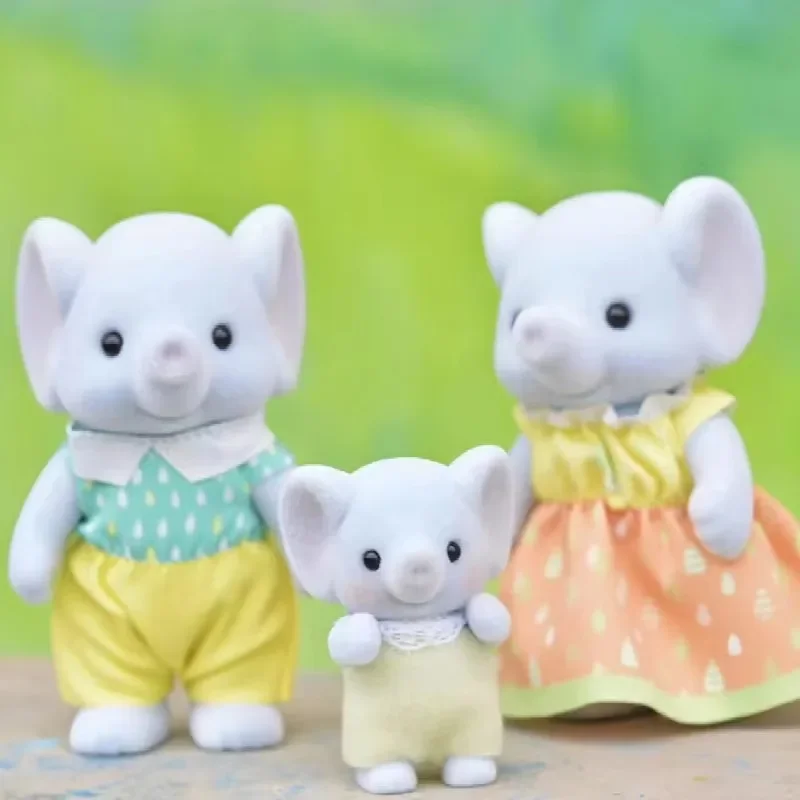 Sylvanian Families Anime Girl Figuras ternurines Auténticos críticos de Calico Conjunto de muebles elefante familia trio 5771
