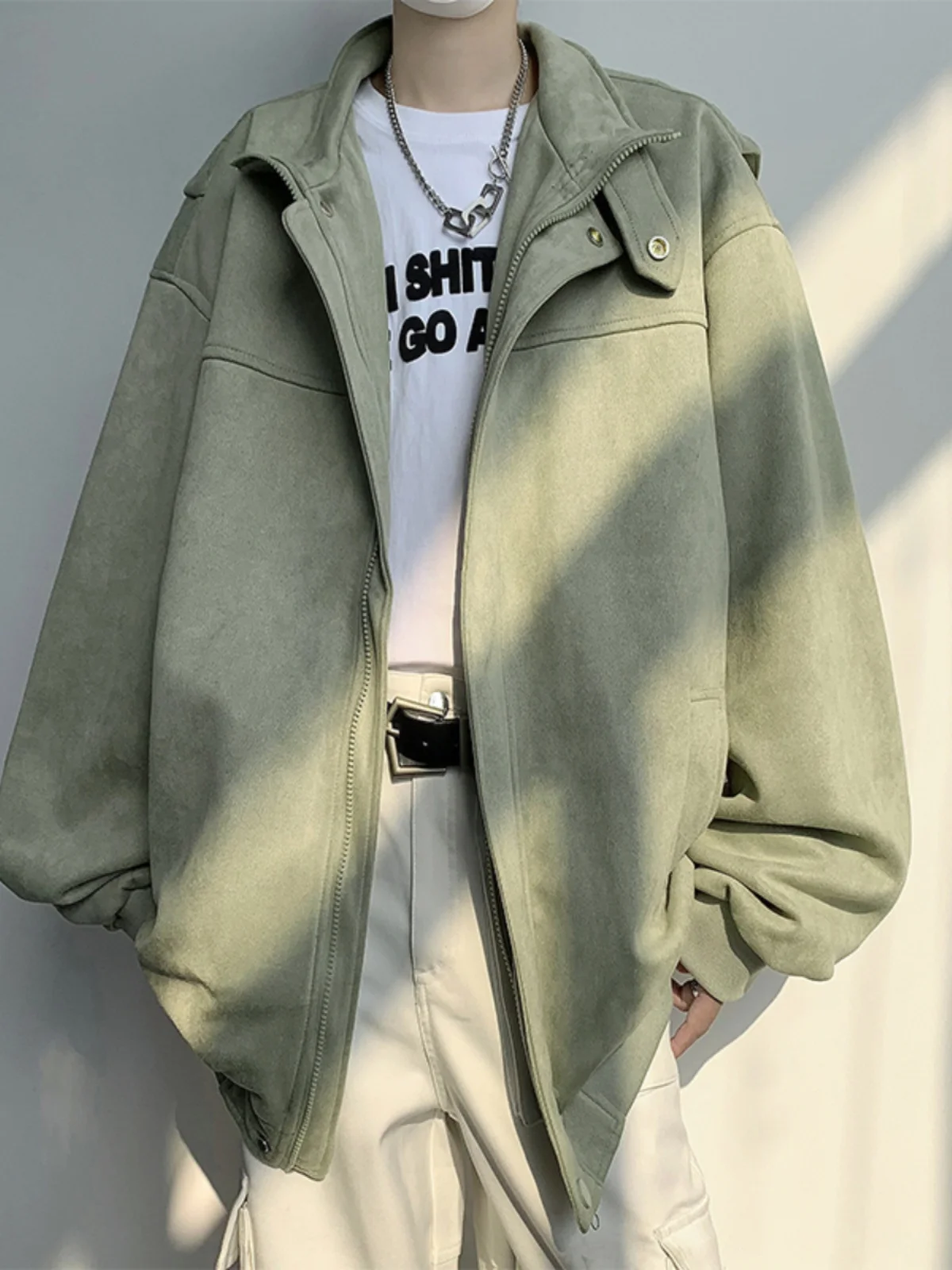 Trendy Streetwear Suede Jacket for Men Spring Autumn Hip Hop High Street Retro Design Sense Jacket Youth Popular Long Sleeve ...