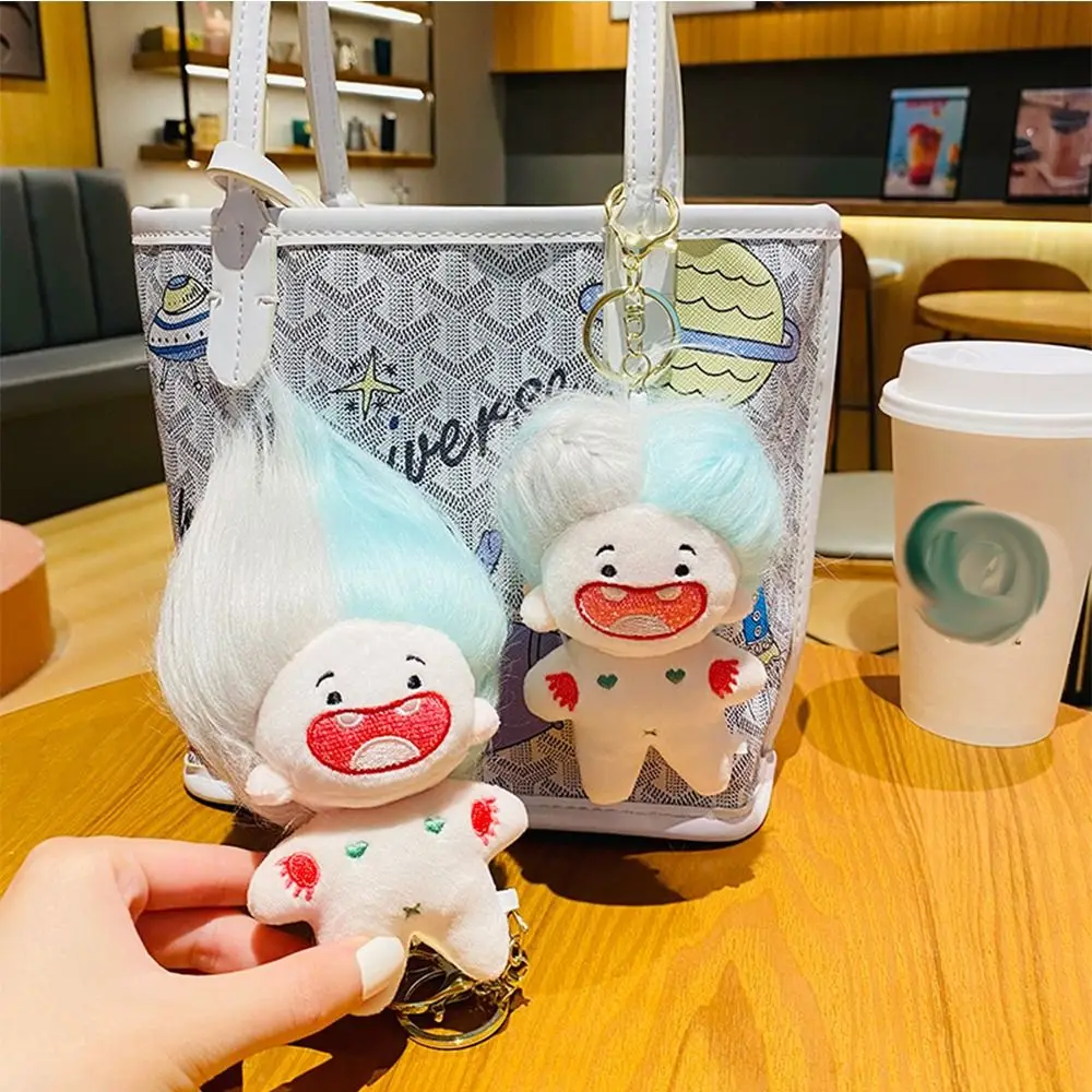 Kawaii Plush Toothless Doll Key Chain Soft Fried Hair DIY Hairstyle Plush Doll PP cotton Bag Pendant Bag Accessories