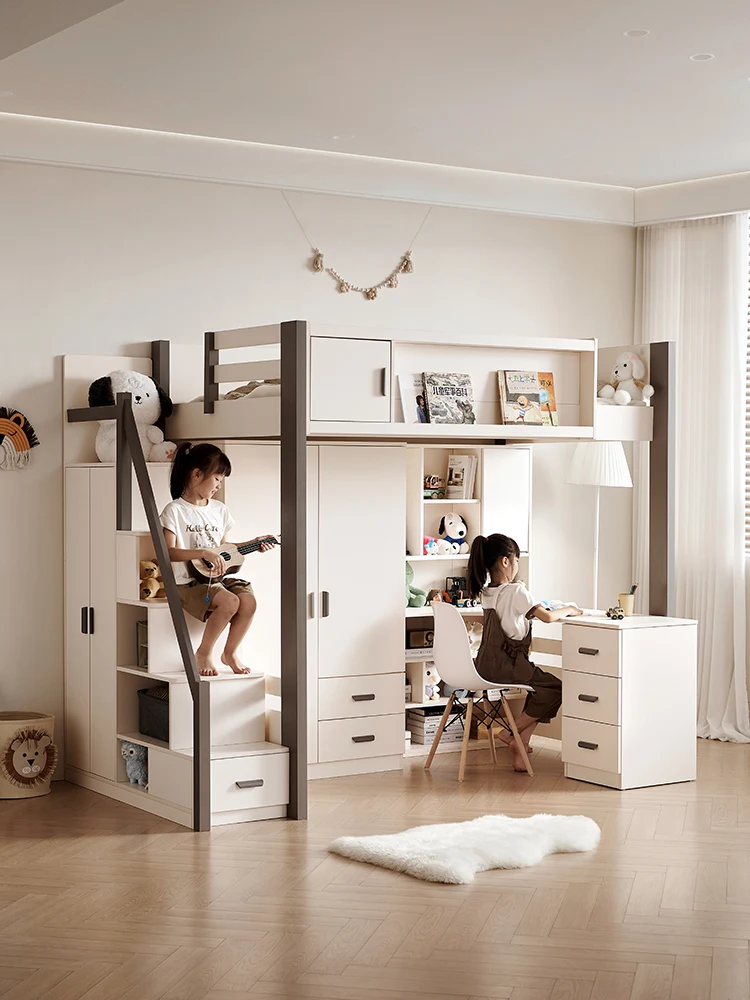 

All solid wood on the bed and off the table, double bunk for household adults and children