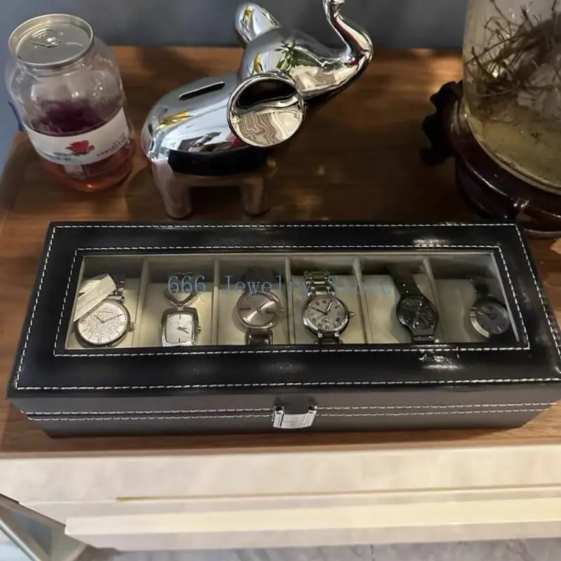 F2TD 6 فتحة واحدة القفل ساعة مربع مربع تخزين المجوهر