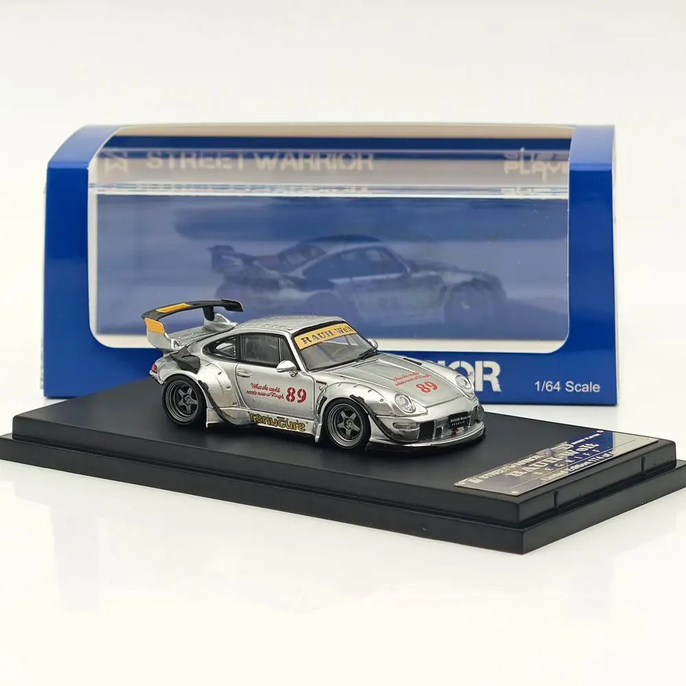 

STREET WARRIOR SW 1/64 Scale RWB 993 RAUH-Welt #89 Wide Body Modification Silver Diecast Model Car Limited Collection