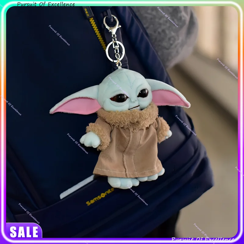 In Stock 15CM Mandalorian Baby Plush Keychain Cartoon Anime Backpack Decoration Trendy Stuffed Doll Holiday Gifts