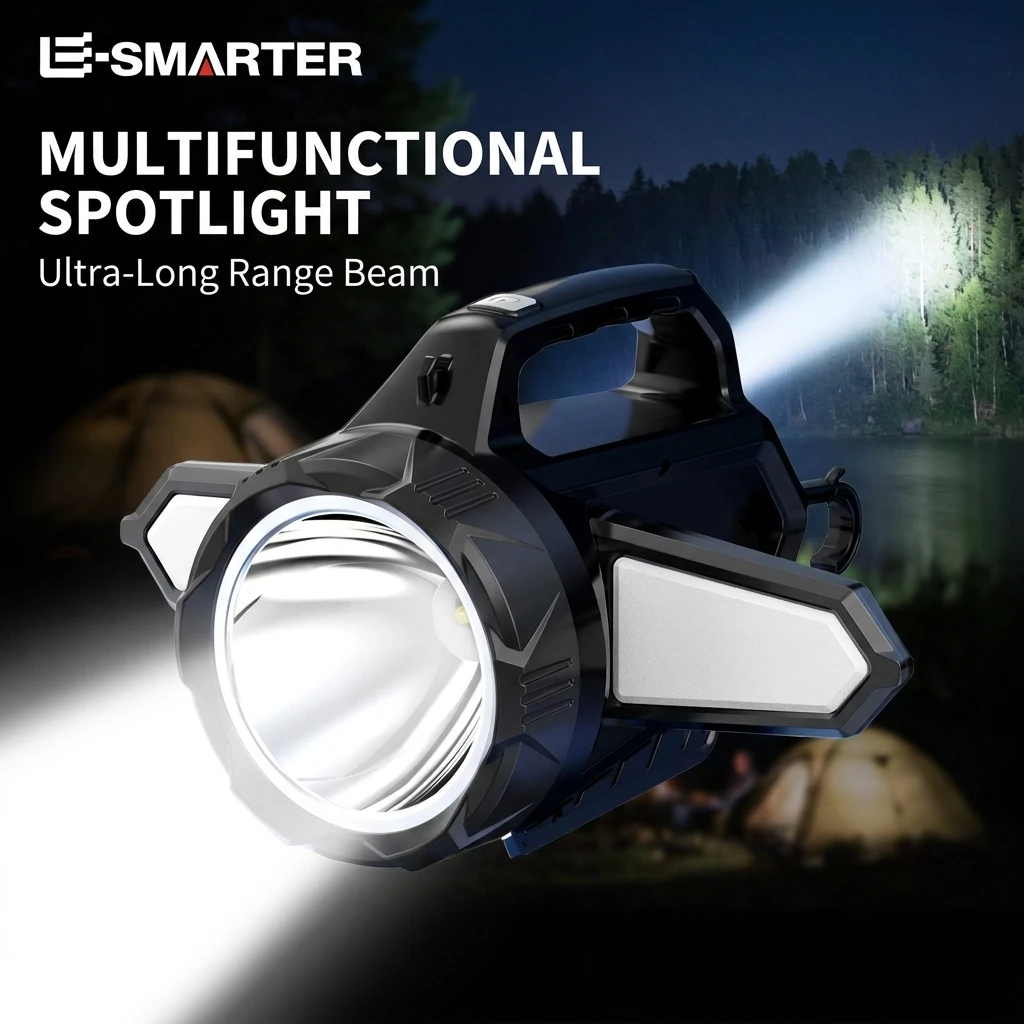Long-Range Solar Camping Lantern, Multi-Functional Emergency Light with Red Warning Lamp Suitable for Home and Outdoor