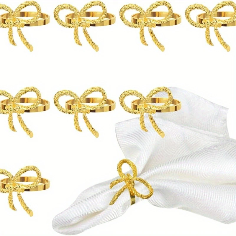 Eleganter Serviettenring mit Schleife, für Hochzeit, Weihnachten, Tischdekoration, stilvolles Esszimmerzubehör für Urlaub, Party und festliche Abendessen