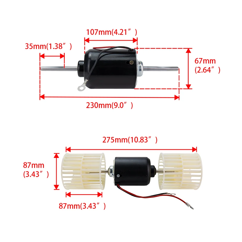 Universal Condenser Blower Motor Assembly With Wheel 12V / 24V AC Air Conditioning Car Truck Bus