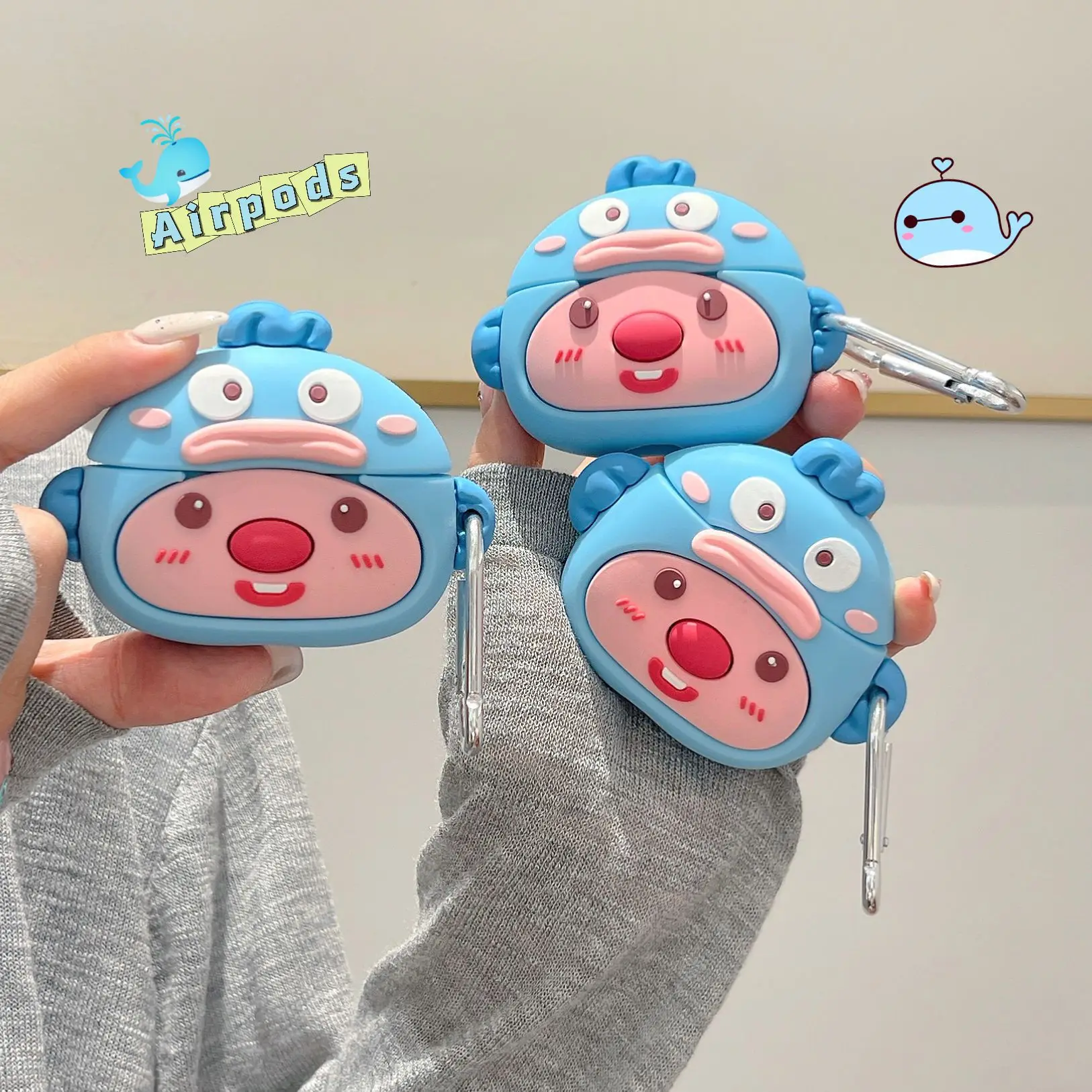 Cartoon Clown Fish Beaver Case for AirPods Pro2 Airpod Pro 1 2 3 Bluetooth Earbuds Charging Box Protective Earphone Case Cover