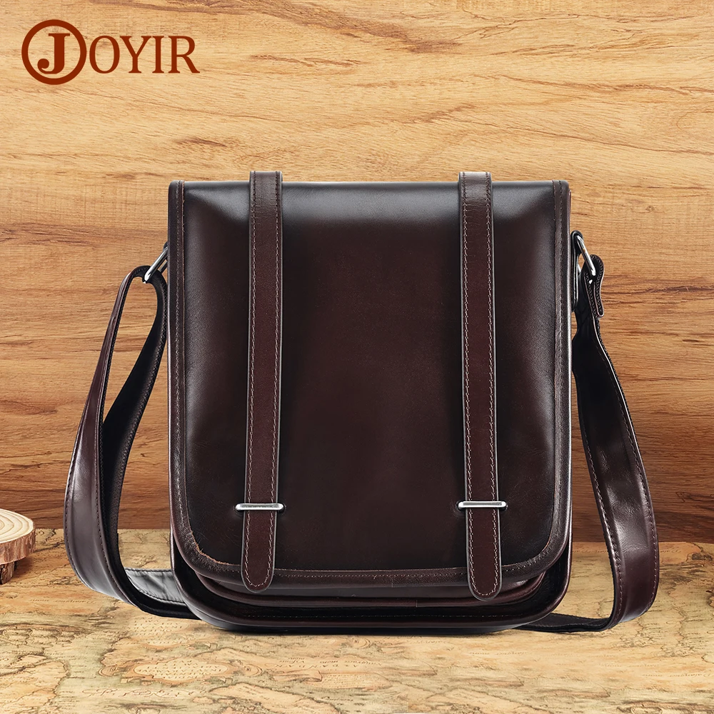 

JOYIR Genuine Leather Shoulder Bag for Men Vintage Flap Crossbody Messenger Bags for Travel Work Business Handbag Male