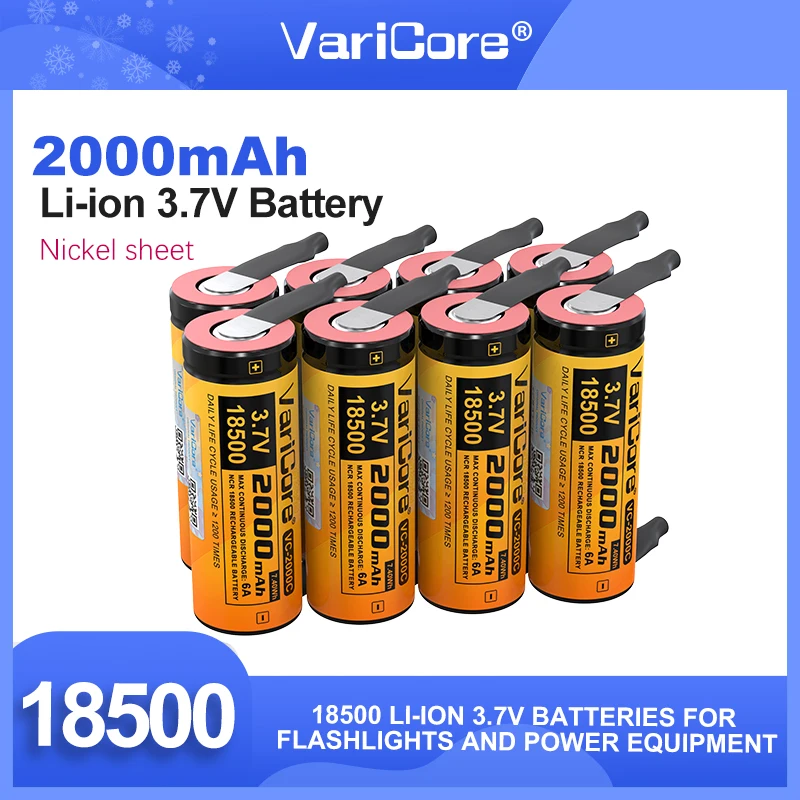 1-60 шт. VariCore VC-2000C 18500 2000 мАч 3,7 В литий-ионный аккумулятор Recarregavel для фонарика, сухой никель «сделай сам»