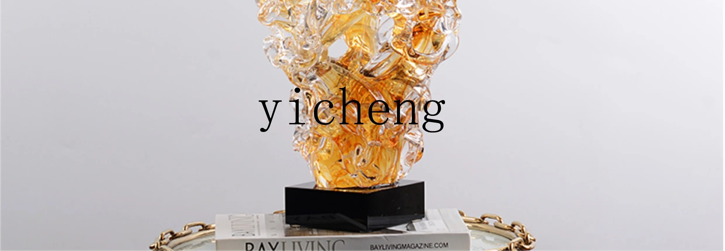 XL Glass Taihu Stone Ornament Light Luxury High-End Feel Living Room Desktop Villa Bar Counter Entrance Decoration