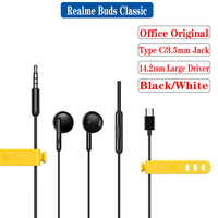 Original Official New Realme Buds Classic Earphone 3.5mm Type C In-Ear Wired Music built-in HD Microphone Outdoor Sport Headset