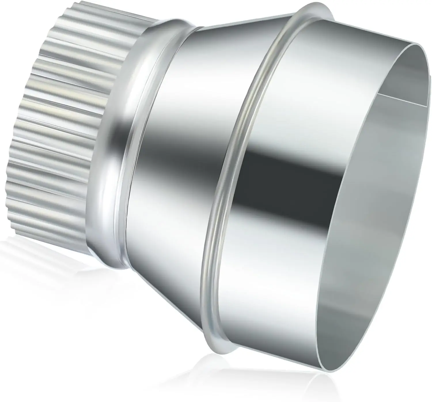 

4" to 3" Duct Reducer Increaser, Galvanized Steel Air Duct Adapter, Round Crimped Connector for HVAC Ventilation