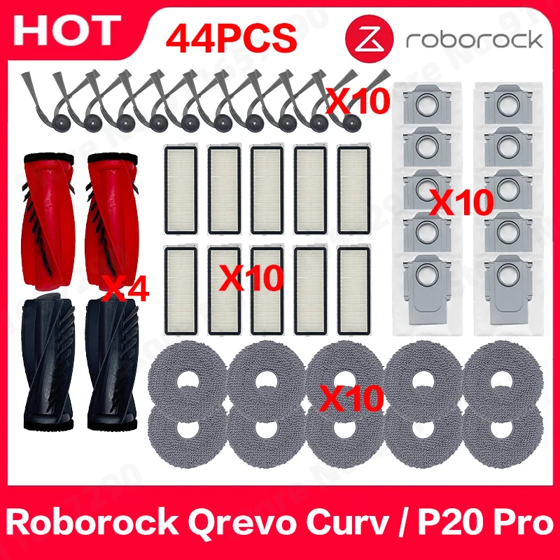 

For ( Roborock Qrevo Curv / P20 Pro ) Replacement Spare Parts Hepa Filter Mop Cloth Dust Bag Main Side Brush Accessories