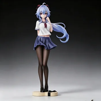 Figura de Anime de Ganyu con Uniforme Escolar de Genshin Impact, 25 cm