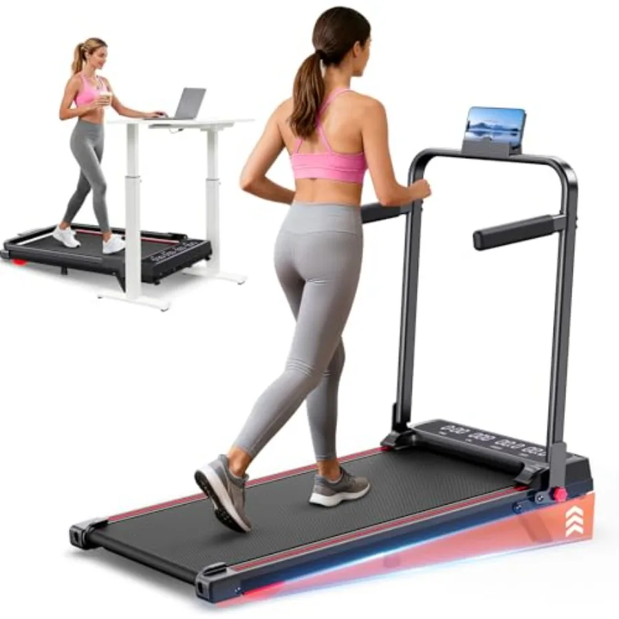 

Incline Walking Pad Treadmill for Home Small 2.5 HP Quiet Under Desk Treadmill with 300lbs Capacity Black Adjustable Incline an