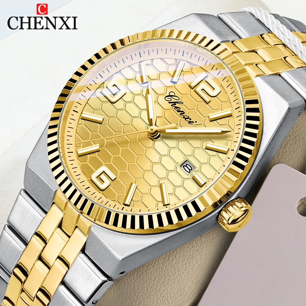 

CHENXI мужские роскошные кварцевые часы бизнес лучший бренд мужские часы из нержавеющей стали светящиеся водонепроницаемые мужские наручные часы с календарем