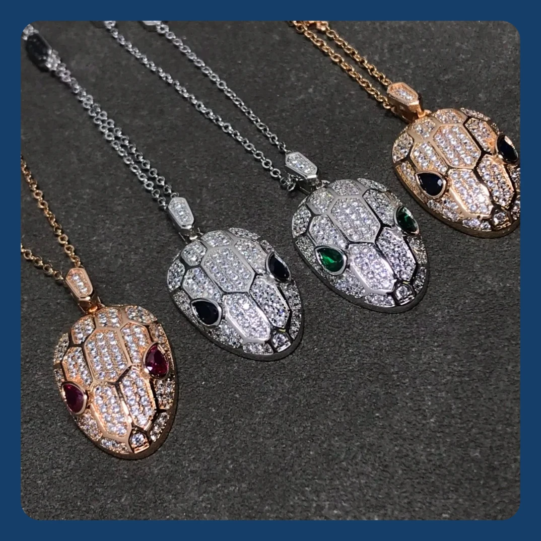 

2025 gold-plated micro inlaid zircon necklace with new copper, genuine gold, color preserving electroplated snake head