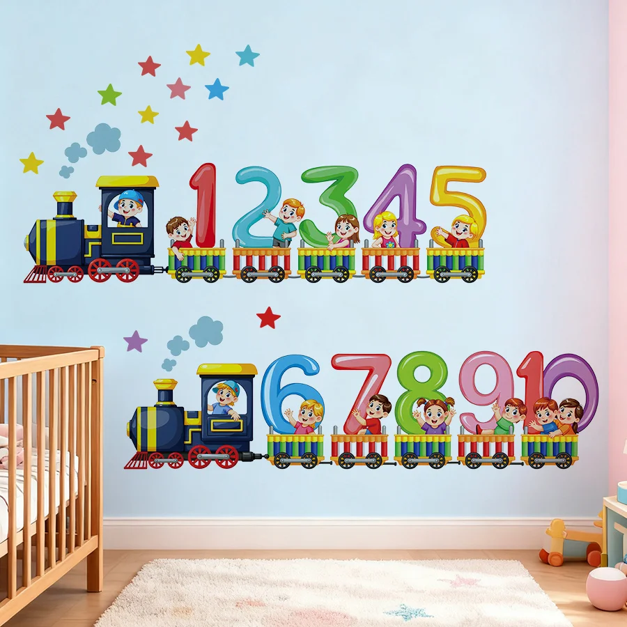 1pc Number Train Wall Sticker, Suitable for Kids Room,Kindergarten,Early Education Classroom, An Enlightenment Gift for Children
