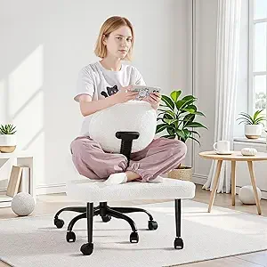 

Ergonomic Criss Legged Oice Chair, 360° Swivel Meditation Kneeling Chair with Wheels, ADHD Chair with ootrest, Lumbar Support, W