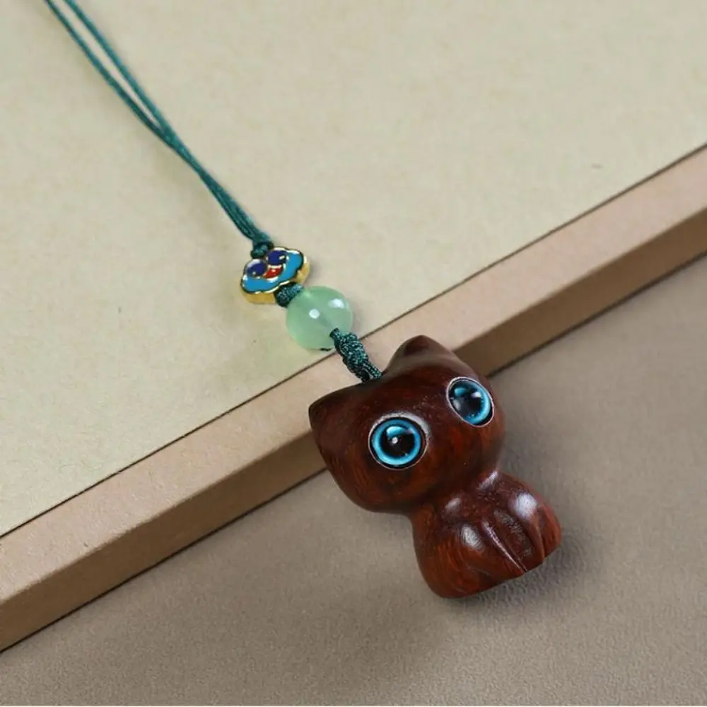 Unique Chinese Style Sandalwood Key Chain Pendant Key Charms Key Chain Strap Short Lanyard Phone Pendent Mobile Phone Ring Women