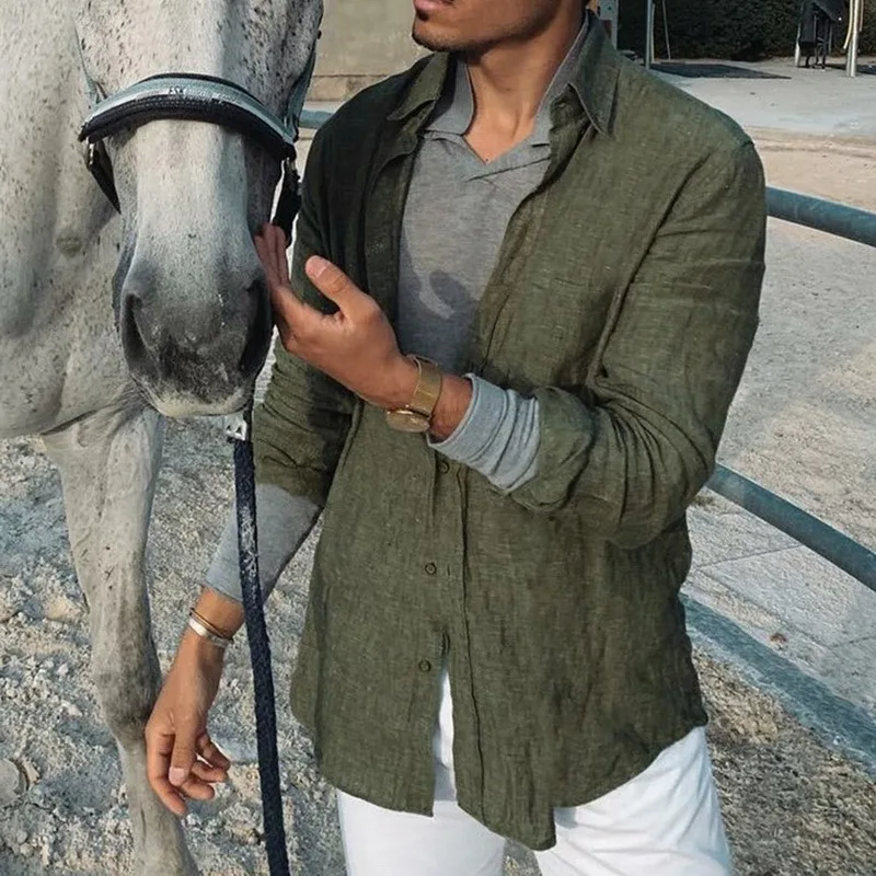 American Vintage Long Sve da uomo irt Youth Faion Stand Fit Poliestere Colletto classico casual No Iron Treaent