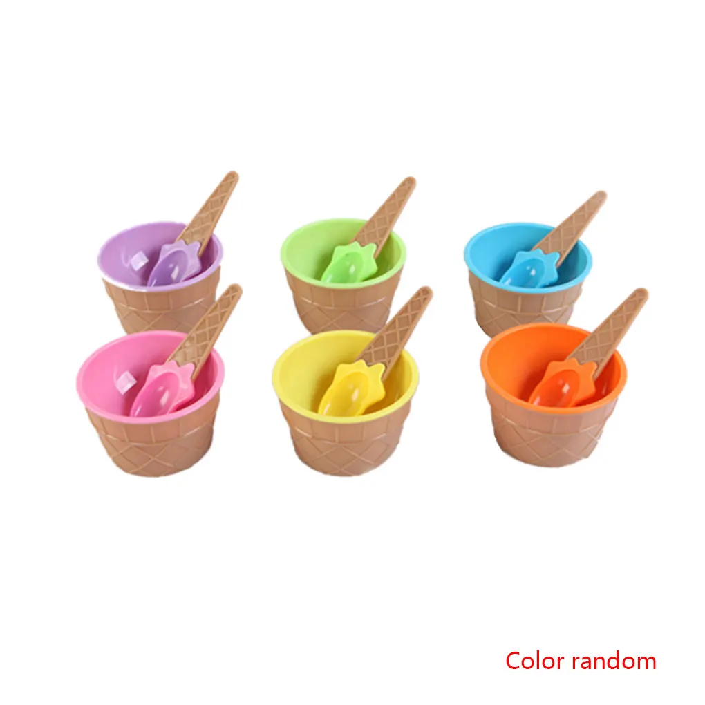 Ice Cream Dessert Bowl Colored Activity Scoop Reusable Bowls Spoons Set