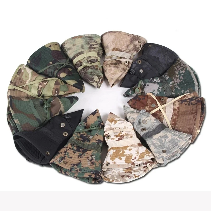 Summer Boonie Hats Caps Camouflage Bucket Hats Multicam Panama Cap Hunting Hiking Outdoor Camo Panama Caps Men