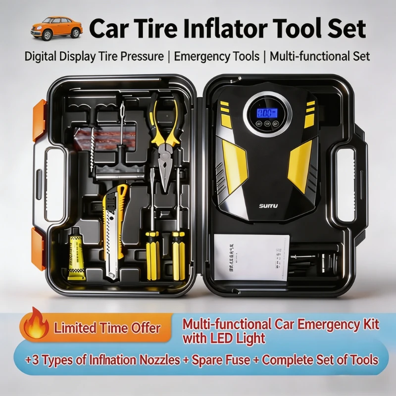 Digital Tire Inflator DC 12 Volt Car Portable Air Compressor Pump 150 PSI Car Air Compressor for Auto Car Motorcycles Bicycles