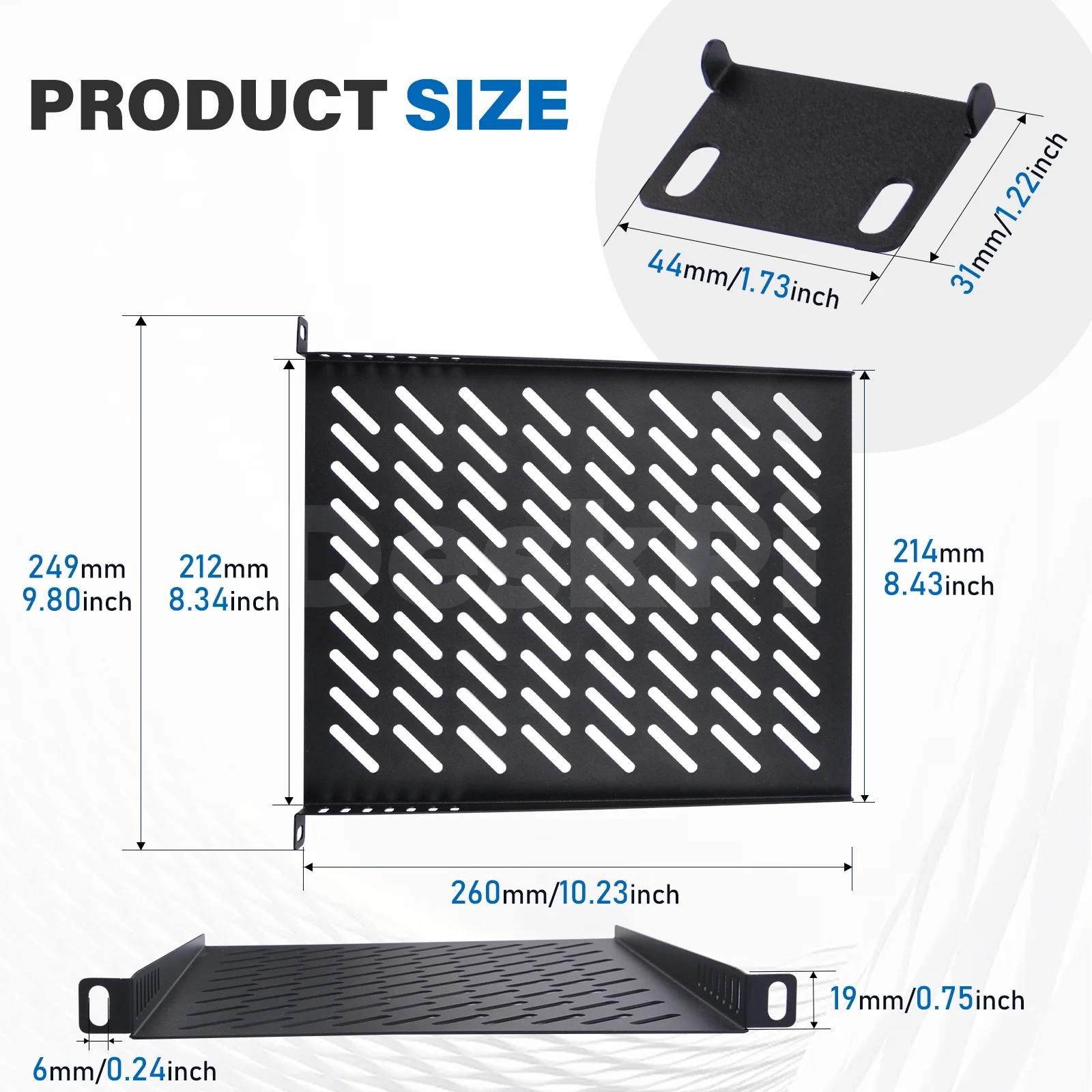 Aksesori DeskPi RackMate T2 Rak Rak 0,5U untuk Rak Server T2/Kabinet Jaringan
