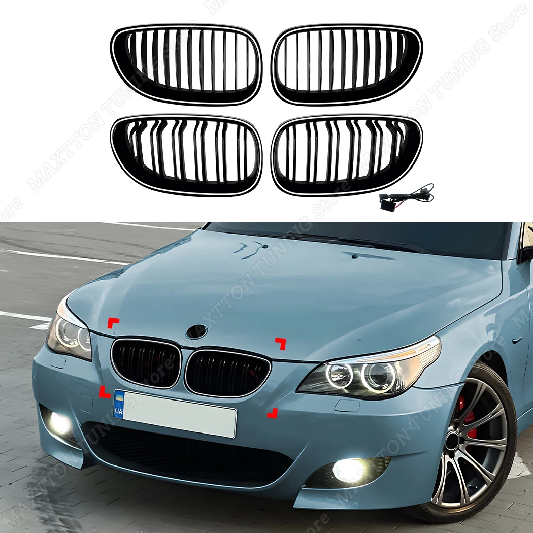 

Front Kidney Grille Racing Grills With LED Light For BMW 5 Series E60 E61 525i 528i 530i 535i 540i 550i M5 2004-2010 Bodykits