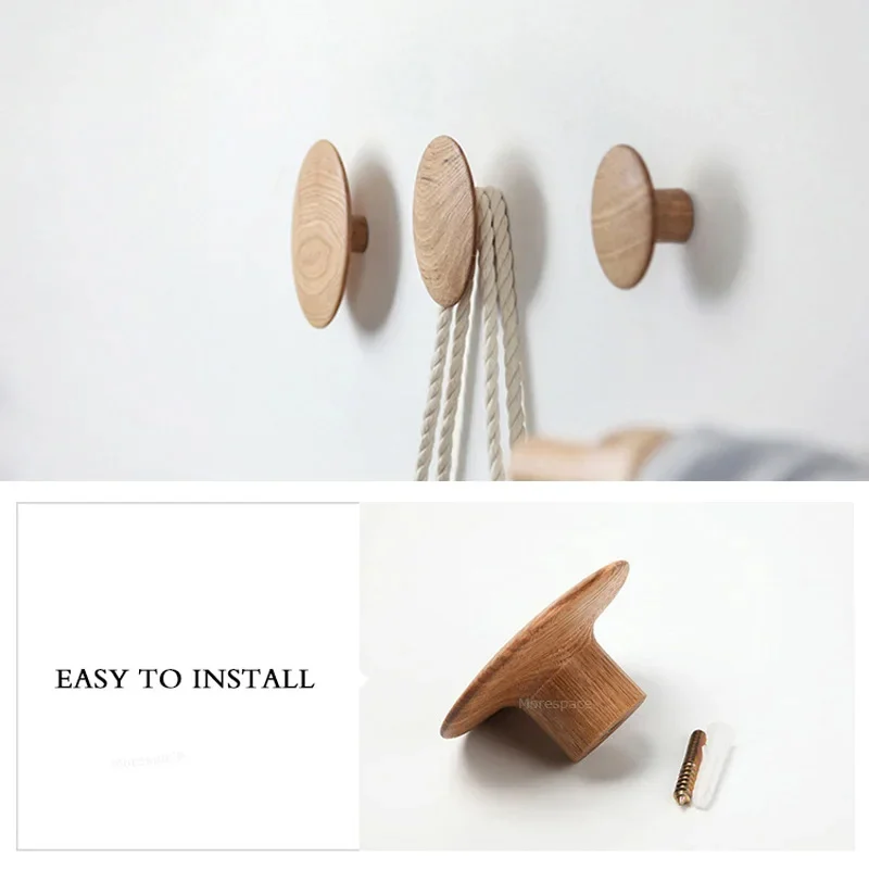 Nordic Wall Hanger Wooden Wood Round Coat Hooks Wall Decor Artworks Wall Decor Wood Round Clothes Rack Mushroom Clothes Hooks