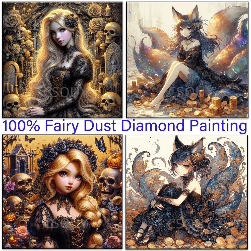 

Fairy Beauty 5D 100% Fairy Dust Square 5D Drill Full Diy Diamond Painting Cross Stitch Crystal Embroidery Mosaic Decor Needlewor