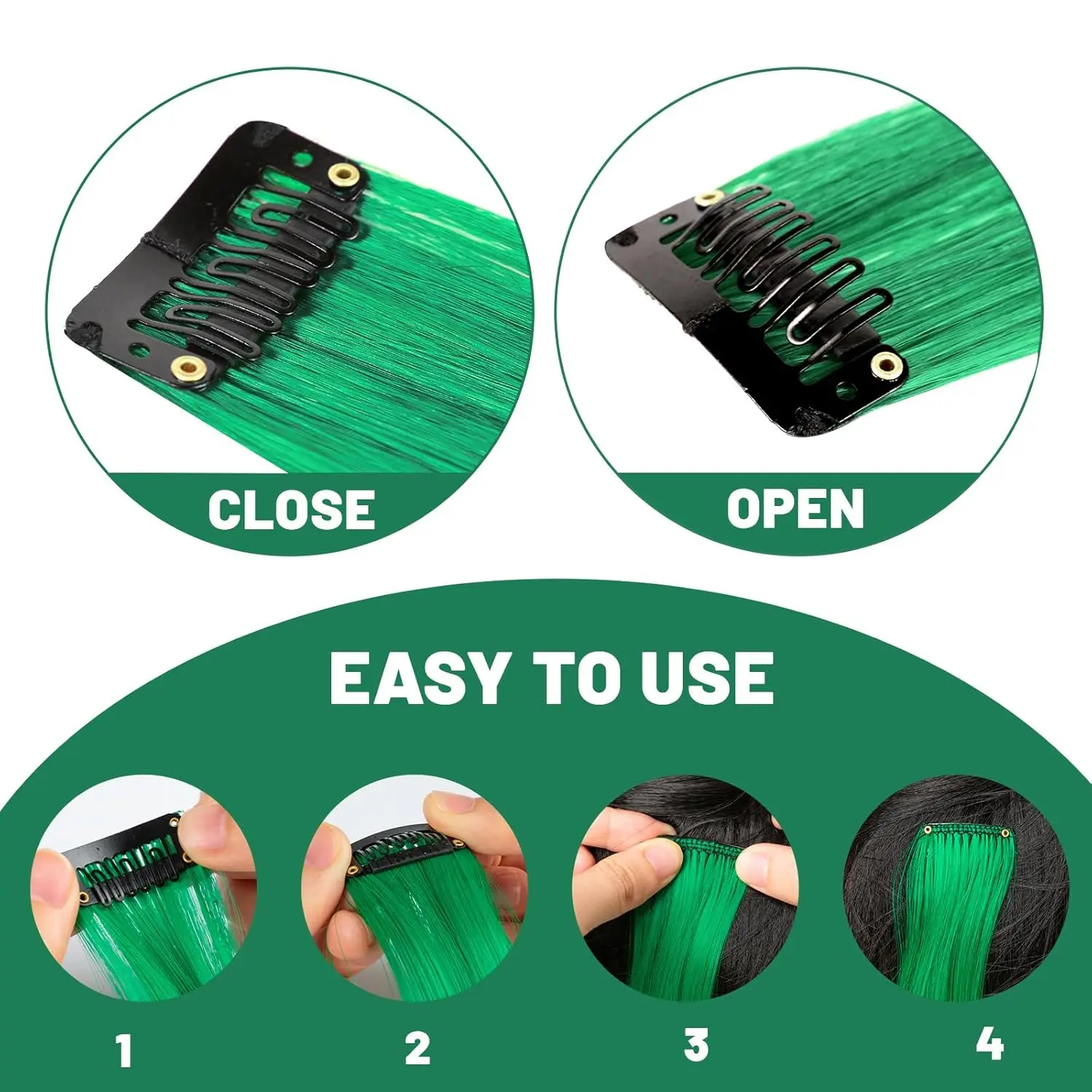 10pc Colored Hair Extensions Clip in Set