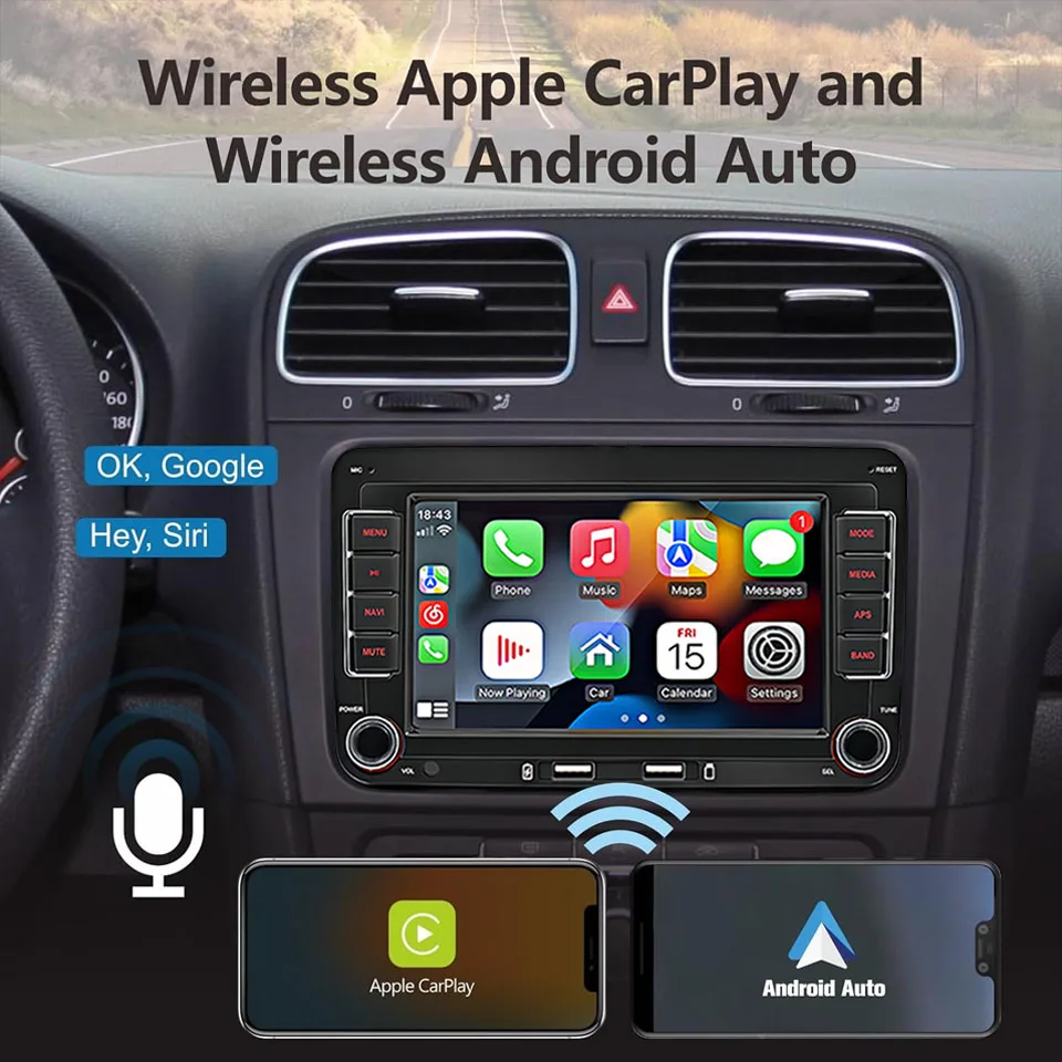 2Din Car Radio Android for Volkswagen Golf 5 6 Polo Passat B6 B7 CC Skoda Jetta Universal Multimedia Carplay Wifi GPS Navigation