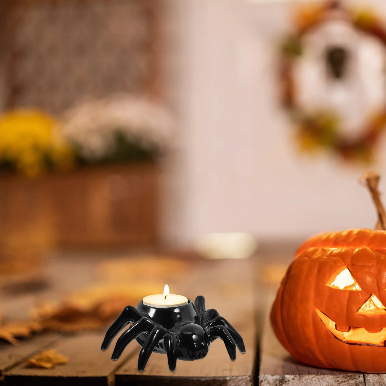 

Spooky Ceramic Halloween Holder Table Centerpiece Lightweight Retro Style Tealight Holder for Dining Table