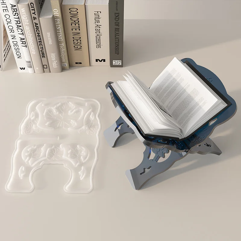 Book Holder Epoxy Resin Mold DIY Standing Bookshelf Molds Table Decoration Islamic Eid Reading Prayer Show Shelf