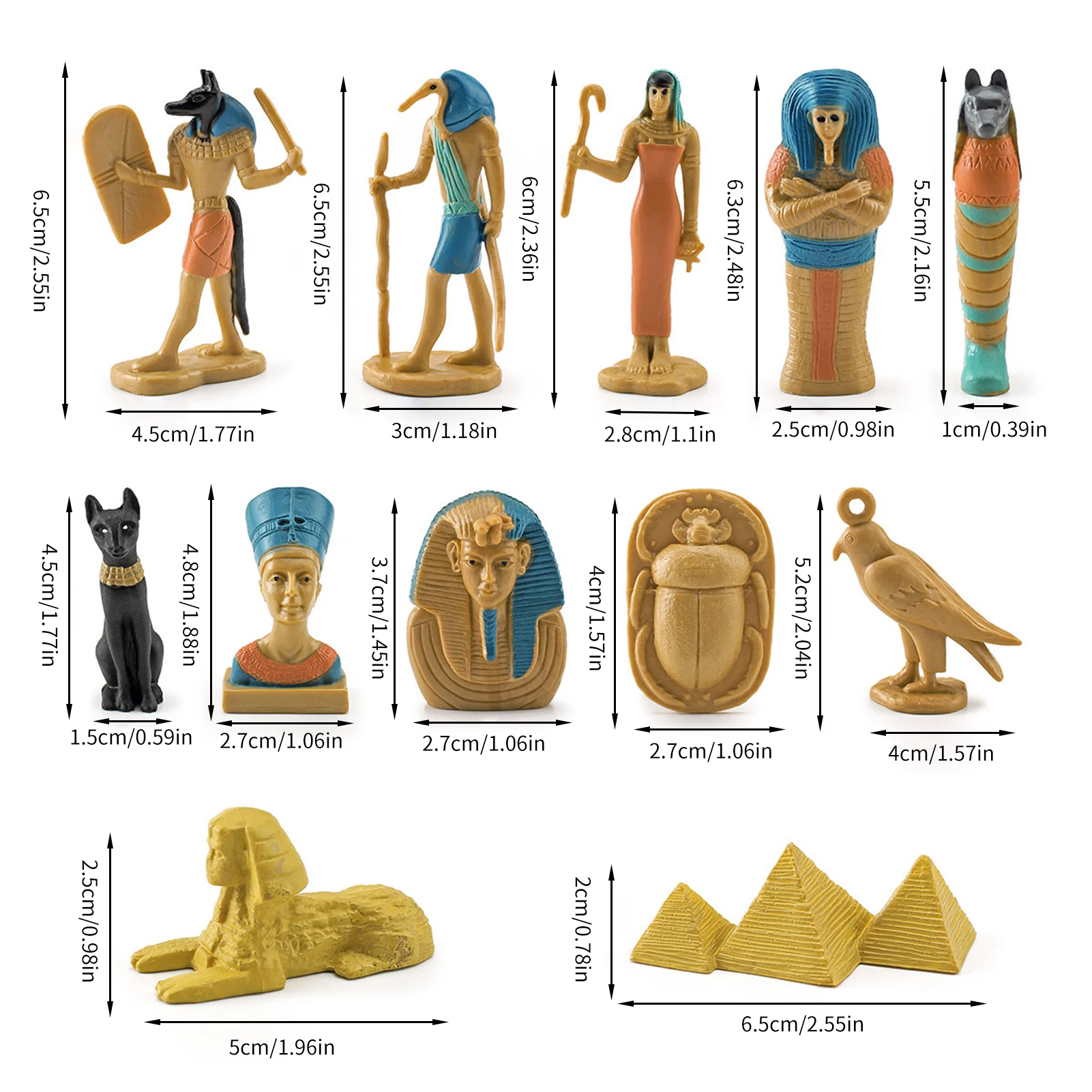 12Pcs Egypt Myth Queen Sphinx Pyramid Miniatures Egyptian Gods Figurine Set Garden Moss Terrarium Decoration Home Decor