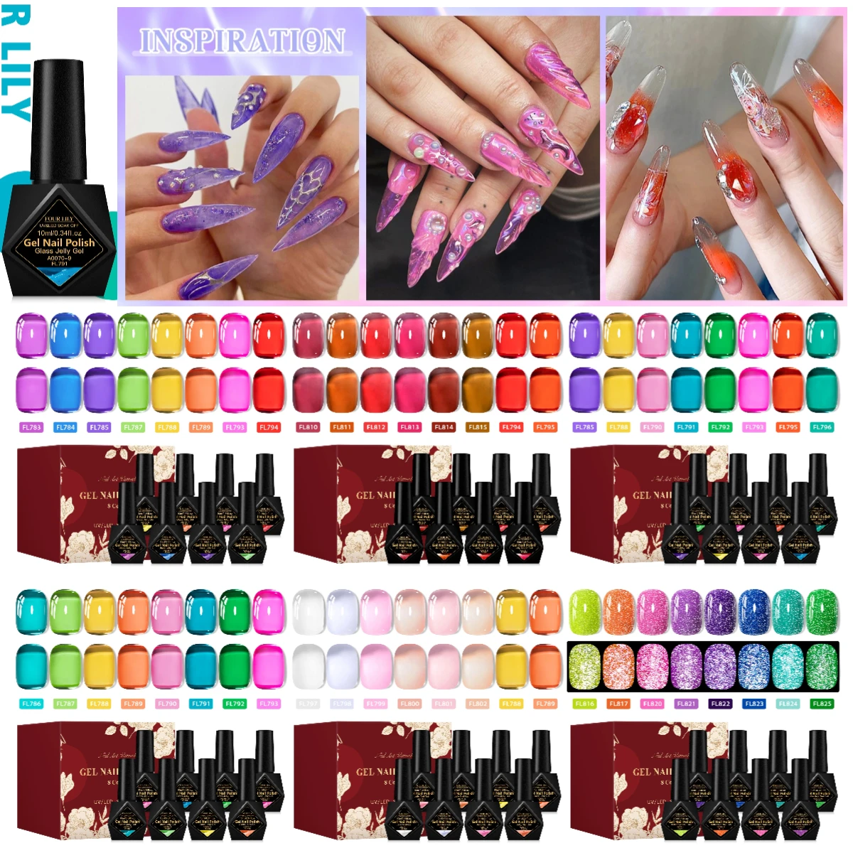 

8PCS/SET FOUR LILY Macaron Jelly Gel Nail Polish Sitable For Home Salon Manicures Unscented With Long-Lasting Vibrant Colors