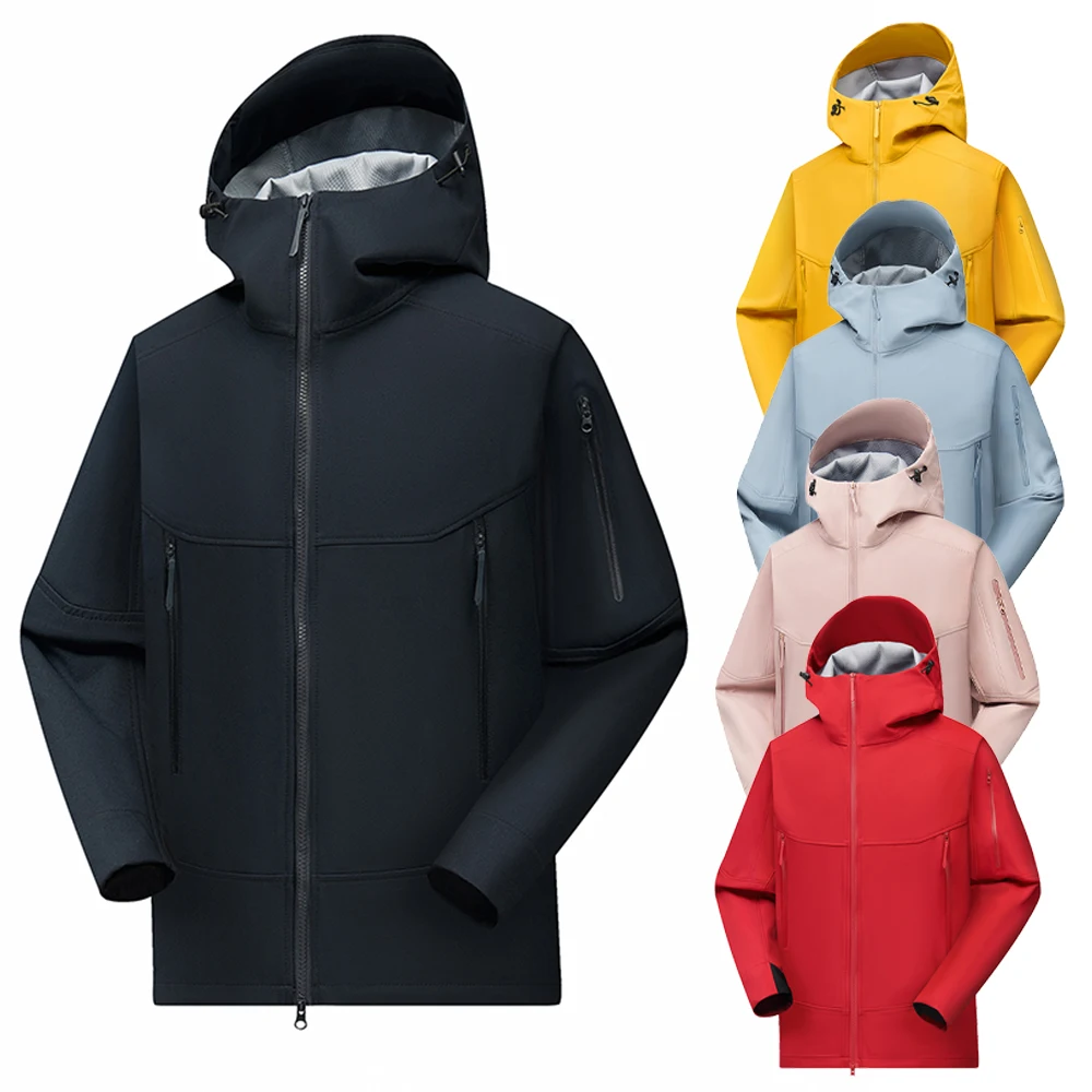 Spring Jacket Women Outdoor Jogging Hiking Soft Shell Coats Hooded Waterproof Rainproof Camping Skiing Climbing Windbreaker