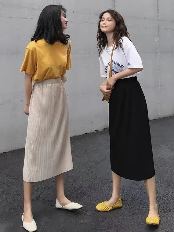 

plus Size Mid-Length Elastic Waist Loose A-Line Skirt New Chinese Style Summer Fashion Slimming Hip Covering Half Skirt