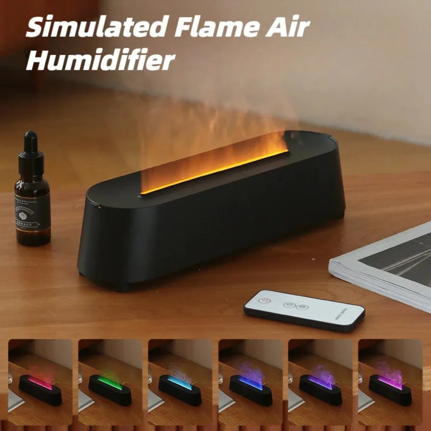 

Adjustable Flame Diffuser: Whisper-Quiet Ultrasonic Mist Maker with 7 Color LED Light, Essential Oil Diffuser for Household Air