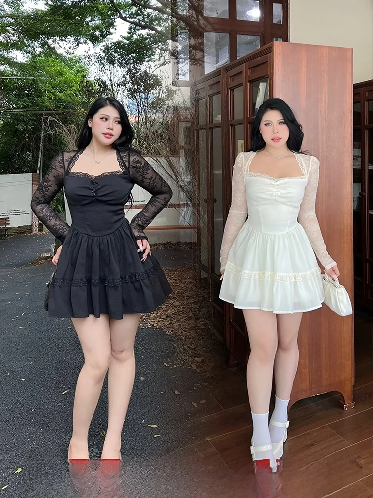 

Юбка А-силуэта SOUL Island Fog Lace Slimming Sexy для женщин больших размеров, осенняя новинка, чистая элегантность, модель Pure Desire